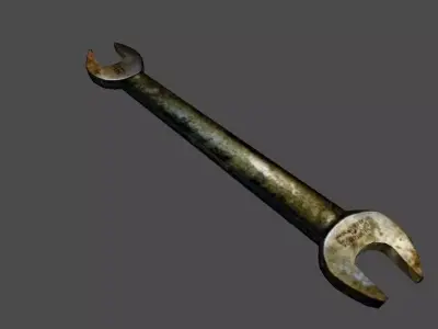 An old wrench Low-poly 3D model