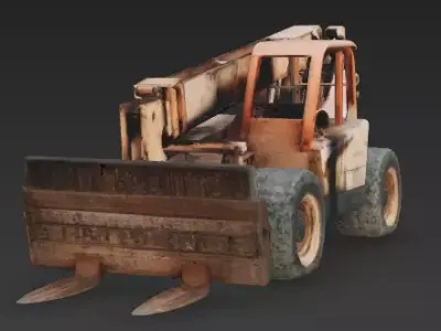 Weathered Industrial Telescopic Handler 3D Model Low-poly 3D model