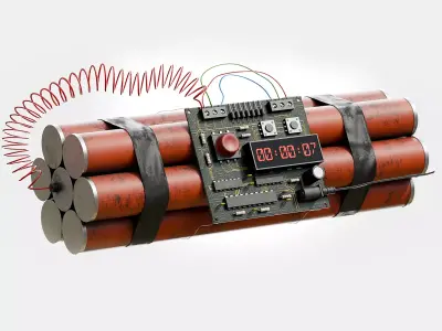 Dynamite Time Bomb PBR Low-Poly Low-poly 3D model