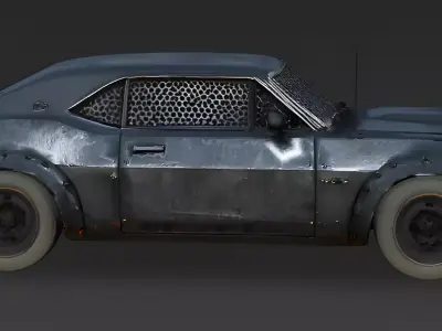 Road Warrior Armored Muscle Sedan 3D Model Low-poly 3D model