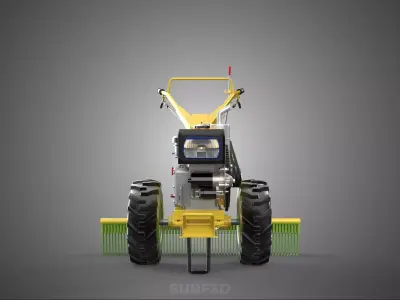HAND TRACTOR LANDSCAPE RAKE RAKING RAKER HARROW SPIKE IMPLEMENT 3D model