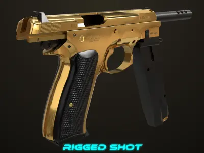 Pistol 09 Gold Generic All PBR Unity UE Textures Included Low-poly 3D model