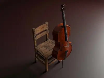 Violin cello 3D model with blender and substance painter Low-poly 3D model
