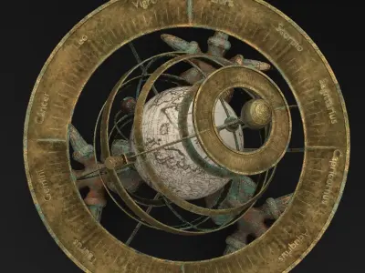 Astrolabe globe with claws Low-poly 3D model