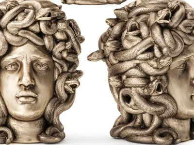 Decorative metal bust figurine of Gorgon Medusa decor 3D model