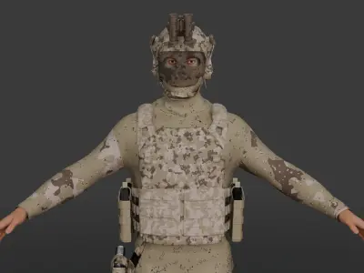 Elite Tactical Operative  Military Character with Rig  Assets Low-poly 3D model