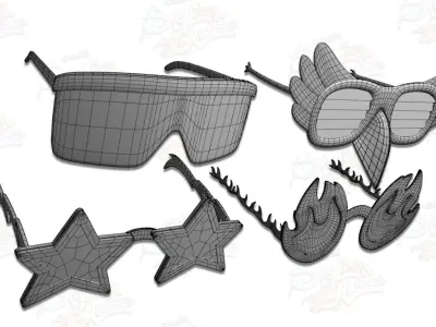 Stylish Glasses Pack Low-poly 3D model