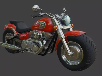 Cartoon Red Motorcycle 3D Model 3D model buy