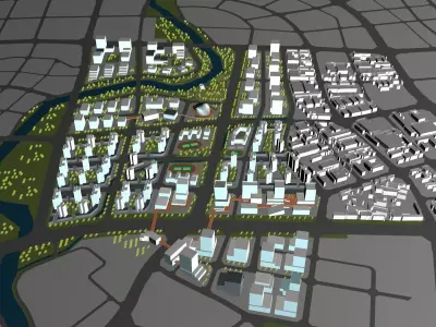 Buildings City building industrial park commercial housing 3D model V9