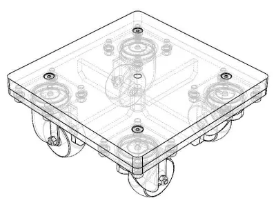4-Wheel Platform Dolly without Handle 3D model
