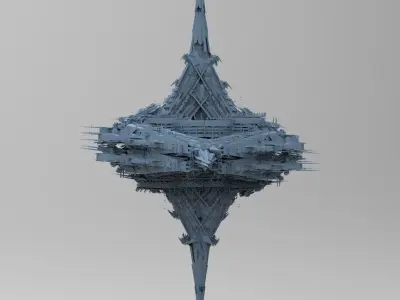 Cyberpunk magma oil rig 3 3D model