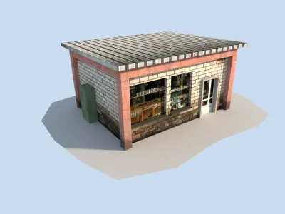 low poly town building Low-poly 3D model