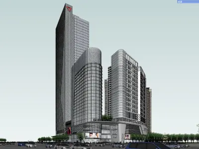 SU model of commercial and office apartment building 3D model