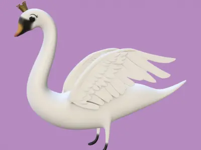 Stylized Toon Swan rigged 3D model