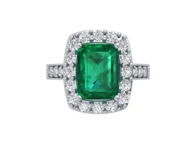 Emerald Art Deco Ring 3D print model 35