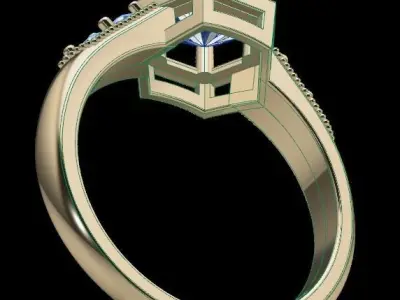 Hexagon Engagement Ring 3D print model