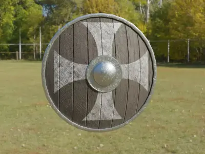 Medieval Round Shield Low-poly 3D model