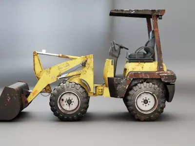 Small Used Agricultural Wheeled Loader Low-poly 3D model