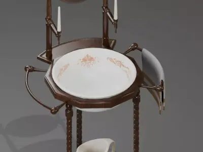 Victorian Wash Basin Wood Low-poly 3D model