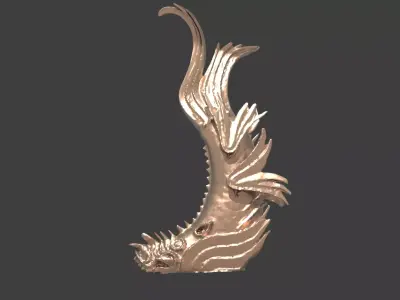 Sea serpent engraved rock 3D model