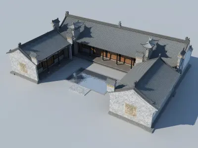 Chinese ancient architecture Low-poly 3D model get