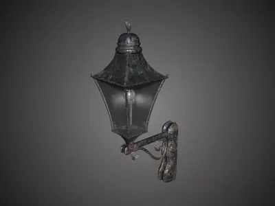 Old Wallmounted Industrial Lantern Prop Low-poly 3D model