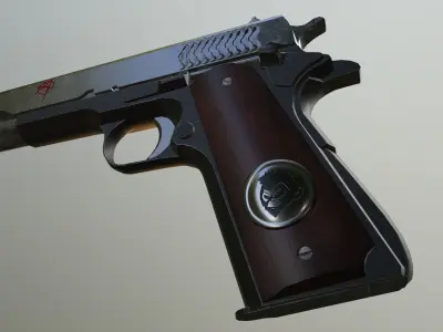 Colt 1911 custom anarchy Game ready Low-poly 3D model