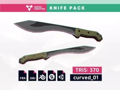 Lowpoly Knife Pack Low-poly 3D model