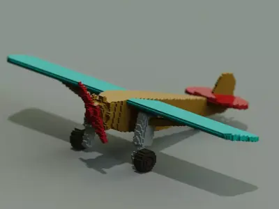 Voxel Plane Low-poly 3D model