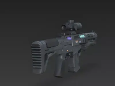 Realistic Sci-Fi Heavy Assault Rifle 3D Model Low-poly 3D model