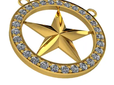 FIVE 5 POINT STAR PENDANT NECKLACE CHARM BRACELET  3D print model