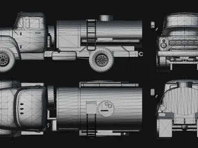 Tanker Truck Low-poly 3D model purchase