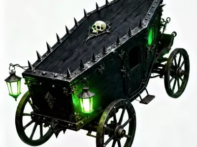 Soul Collector Gothic Hearse Carriage 3D Model Low-poly 3D model