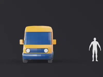 Modern Electric Delivery Van Stylized Low-poly 3D model