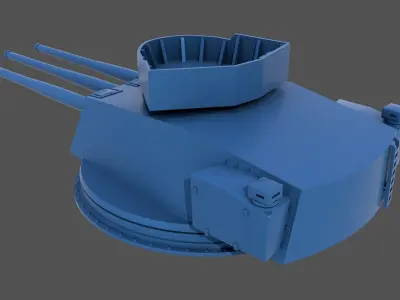 152mm WW2 Italian turret - Commercial license - 1-200 scale 3D print model