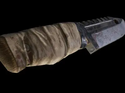 Rusty Combat Knive Low-poly 3D model