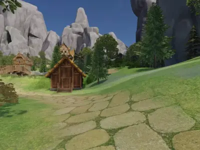 Mountain Village Landscape 3D model