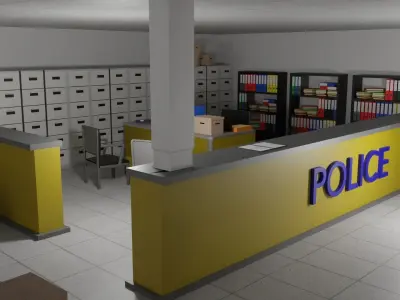 Police Station Low-poly 3D model get