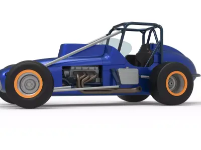 Dirt Silver Crown Champ car while turning Scale 1 to 25 3D print model