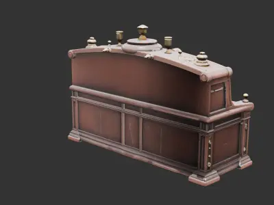 Steampunk Airship Control Console Low-poly 3D model