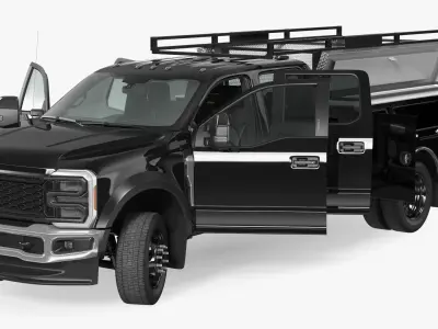 Black Chassis Cab with Service Body Rigged 3D model