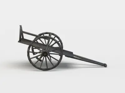 Damaged hay wagon Low-poly 3D model