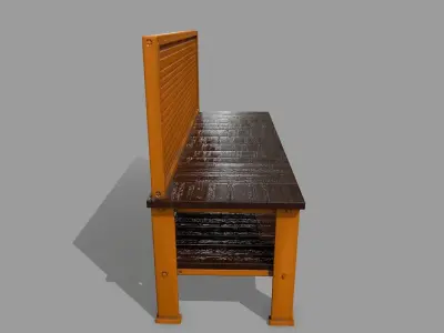 workbench orange bench Low-poly 3D model