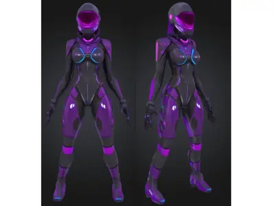 Futuristic Female Sci-Fi Soldier Low-poly 3D model