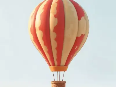 Hot Air Balloon Low-poly 3D model 3