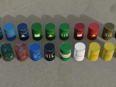 20 Barrel 3D models Low-poly 3D model