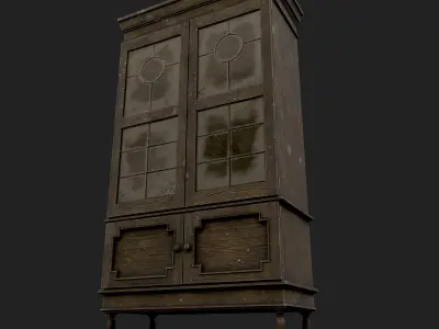 Old Wooden Cabinet 3D Model Vintage Furniture PBR Asset Low-poly 3D model