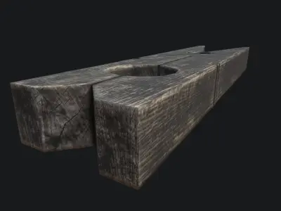 Clothespin wooden Low-poly 3D model