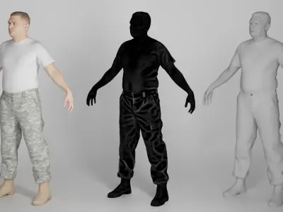Man in camo pants ready for animation 330 Low-poly 3D model