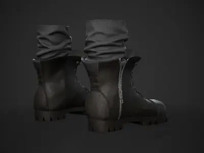 Black Half Boots  Low-poly 3D model